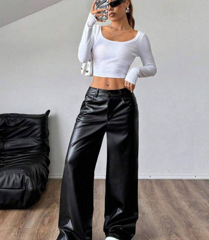 Pantalon Baggy De Cuero - New York