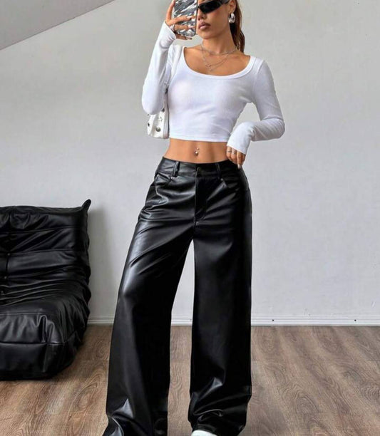 Pantalon Baggy De Cuero - New York
